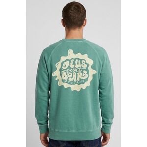 Deus Ex Machina Sweatshirt Mens Medium Green Surf Board Designs Crewneck Raglan
